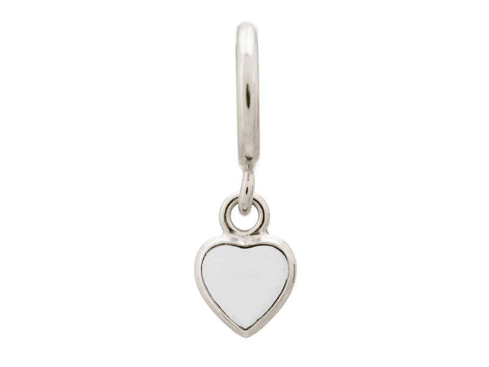 Endless Jewelry White Enamel Heart Drop Silver White Enamel Rhodium Silver Finish