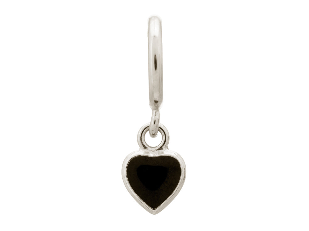 Endless Jewelry Black Enamel Heart Drop Silver Black Enamel Rhodium Silver Finish