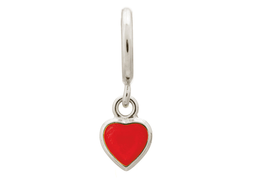 Endless Jewelry Red Enamel Heart Drop Silver Red Enamel Rhodium Silver Finish