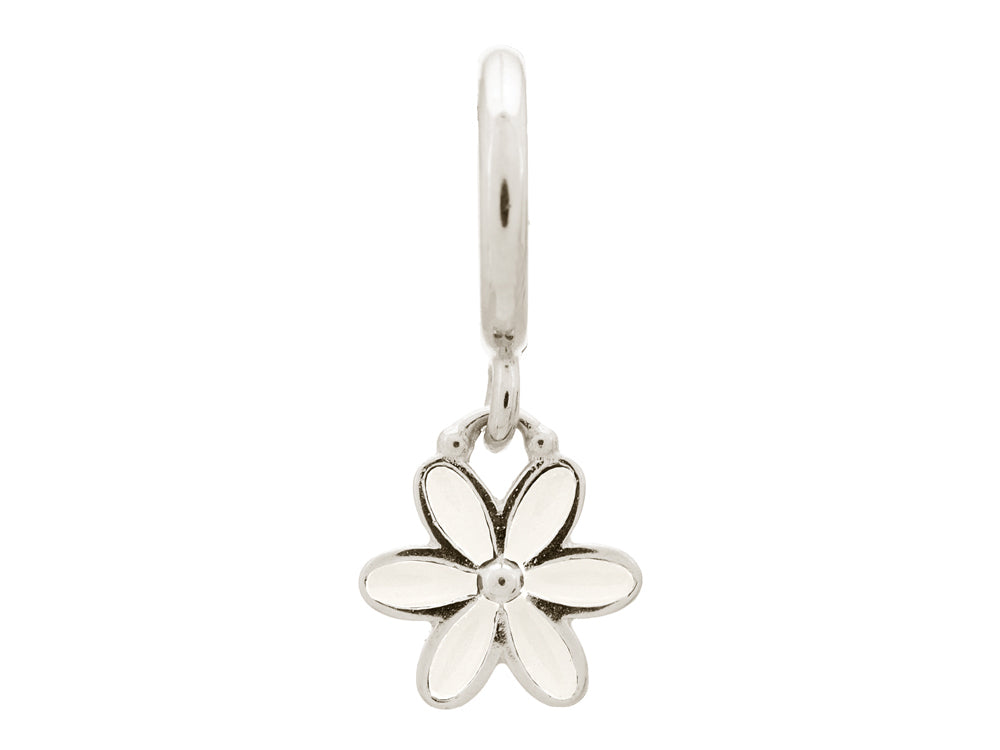 Endless Jewelry White Enamel Flower Drop Silver White Enamel Rhodium Silver Finish