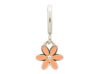 Endless Jewelry Coral Enamel Flower Drop Silver Coral Enamel Rhodium Silver Finish