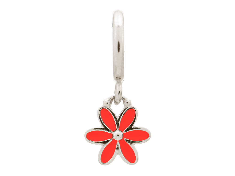 Endless Jewelry Red Enamel Flower Drop Silver Red Enamel Rhodium Silver Finish