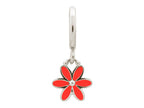 Endless Jewelry Red Enamel Flower Drop Silver Red Enamel Rhodium Silver Finish