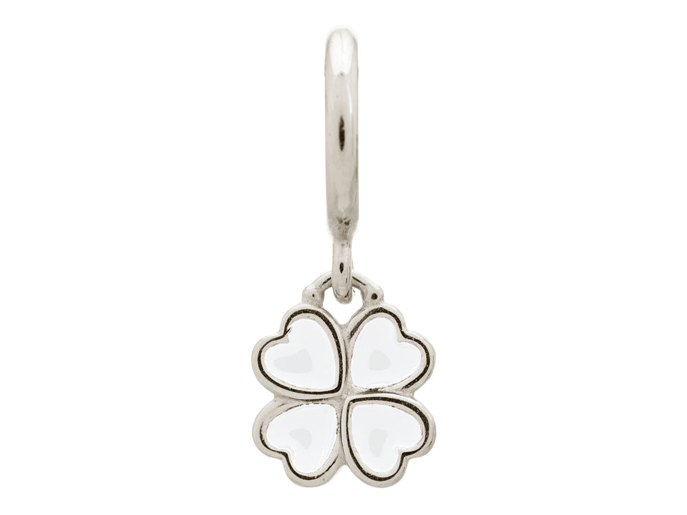 Endless Jewelry White Clover Silver White Enamel Rhodium Silver Finish