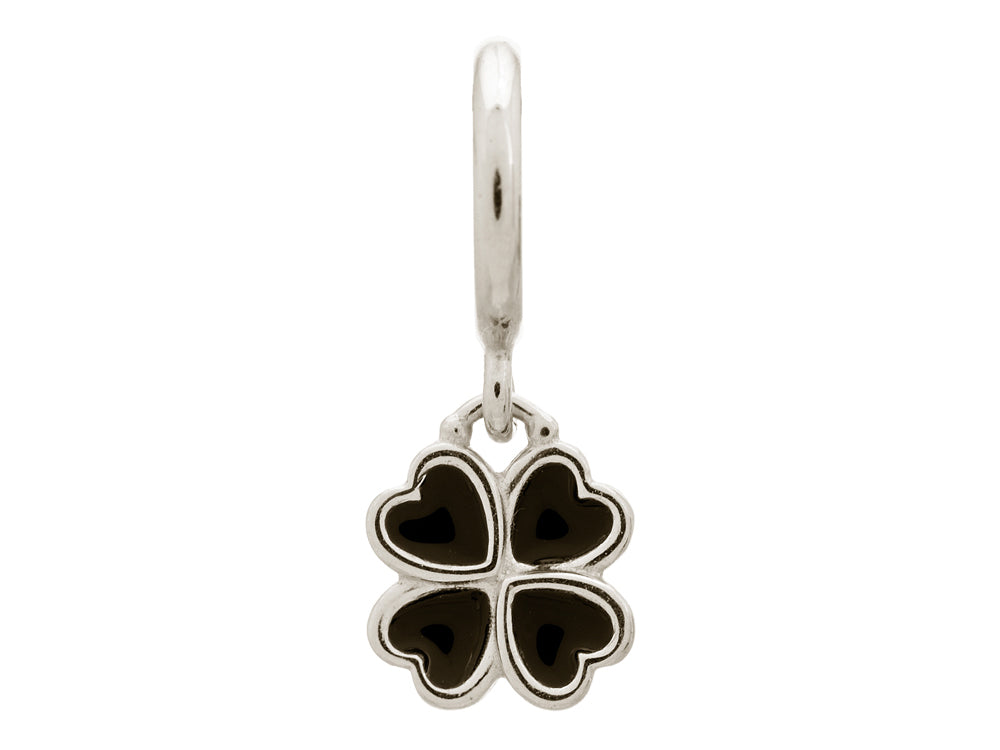 Endless Jewelry Black Clover Silver Black Enamel Rhodium Silver Finish