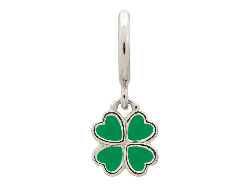 Endless Jewelry Green Clover Silver Green Enamel Rhodium Silver Finish