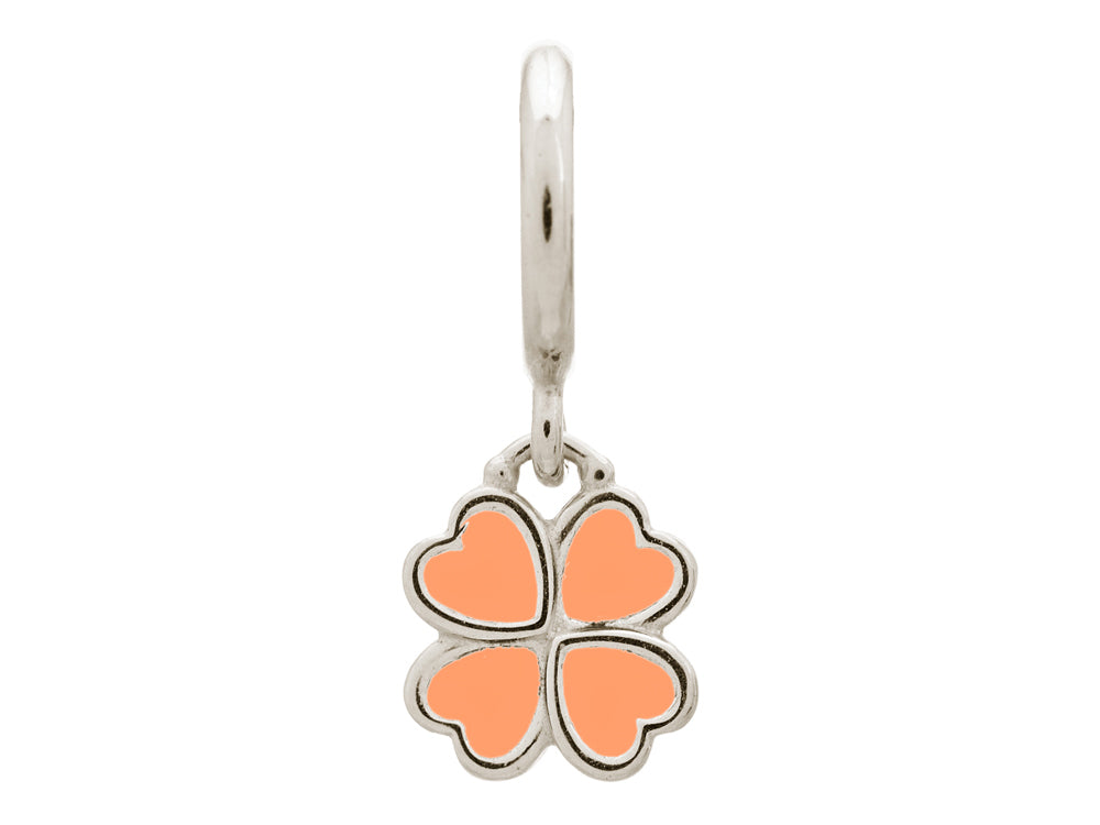 Endless Jewelry Coral Clover Silver Coral Enamel Rhodium Silver Finish