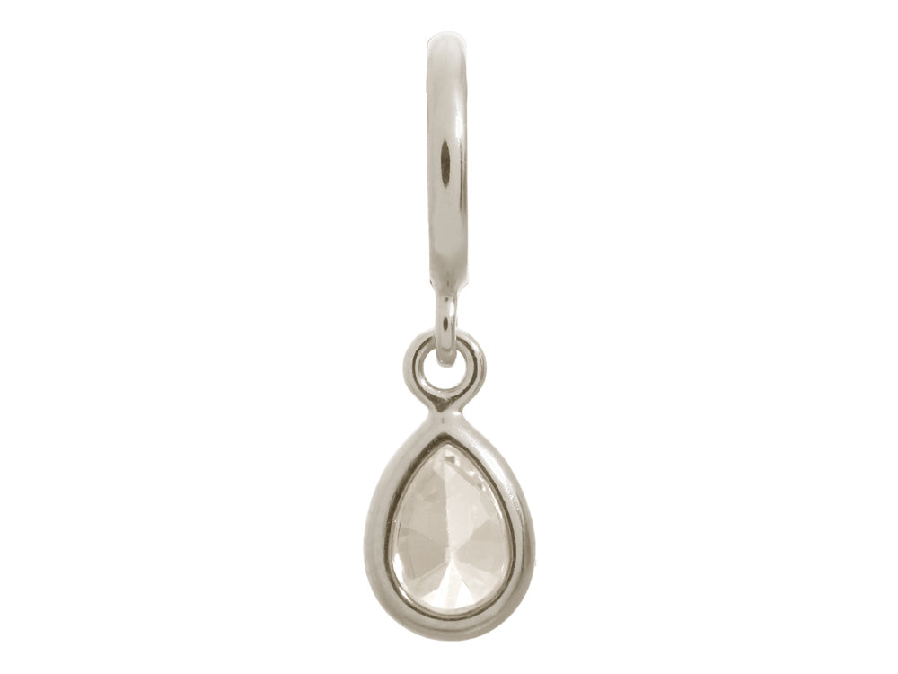Endless Jewelry White Drop Silver White Cubic Zirconia Rhodium Silver Finish