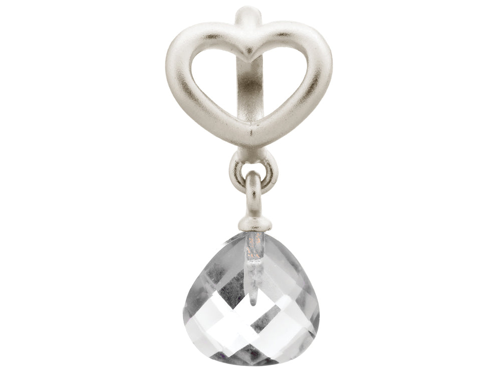 Endless Jewelry Clear Heart Grip Drop Silver Clear Crystal Rhodium Silver Finish