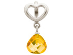 Endless Jewelry Citrine Heart Grip Drop Silver Citrine Crystal Rhodium Silver Finish