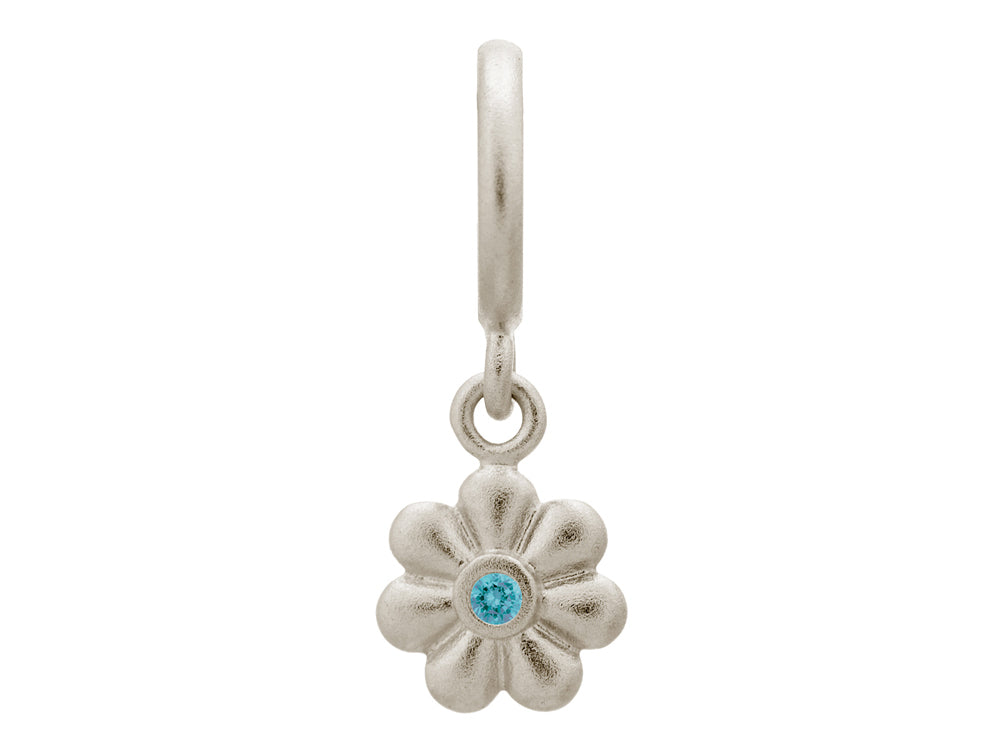 Endless Jewelry Sky Blue Flower Dream Dot Silver Sky Blue Cubic Zirconia Rhodium Silver Finish