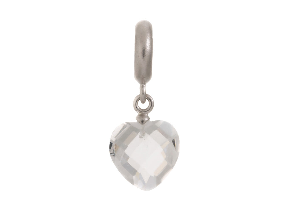 Endless Jewelry Clear Heart Cut Drop Silver Clear Crystal Rhodium Silver Finish