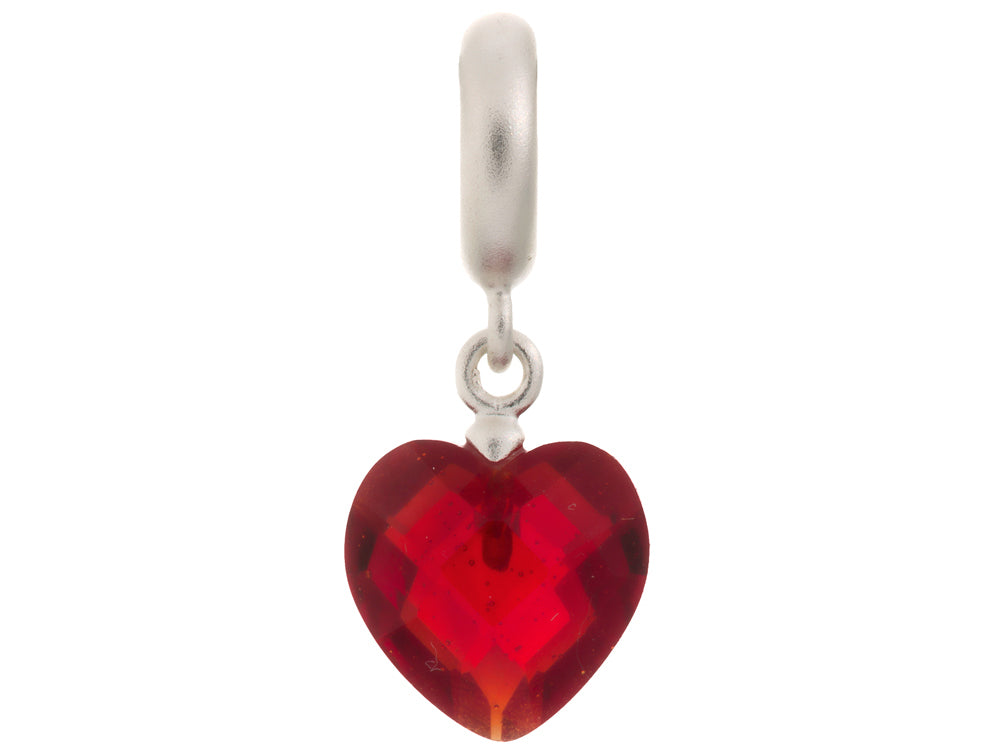 Endless Jewelry Garnet Heart Cut Drop Silver Garnet Crystal Rhodium Silver Finish