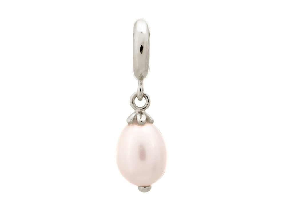Endless Jewelry White Pearl Drop Silver White Pearl Rhodium Silver Finish