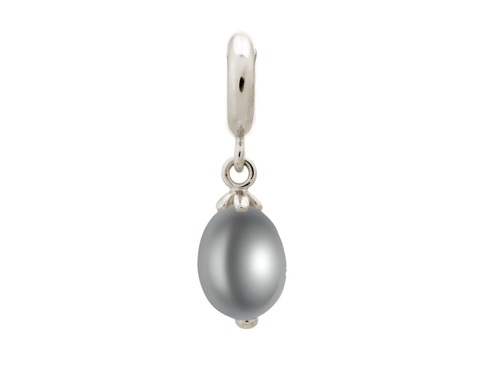 Endless Jewelry Grey Pearl Drop Silver Grey Pearl Rhodium Silver Finish