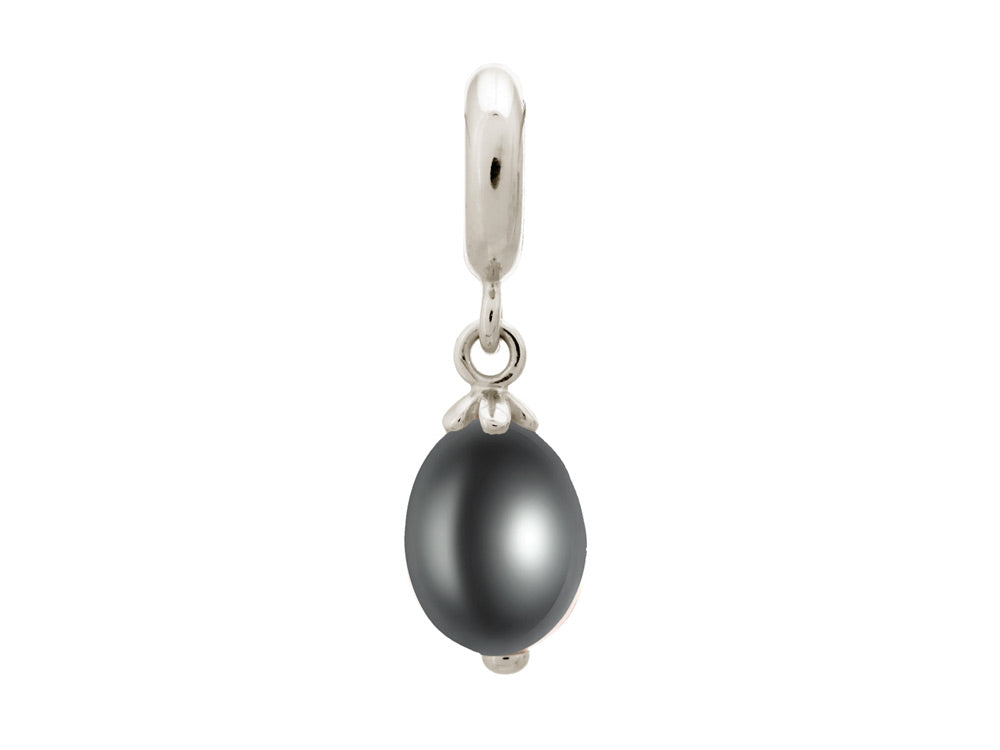 Endless Jewelry Black Pearl Drop Silver Black Pearl Rhodium Silver Finish