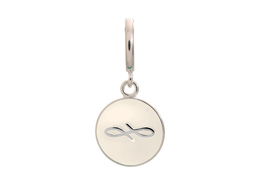 Endless Jewelry White Endless Coin Silver White Enamel Rhodium Silver Finish