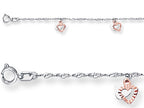 Finejewelers 10 Inches 7 Double Hearts Adjustable Ankle Bracelet