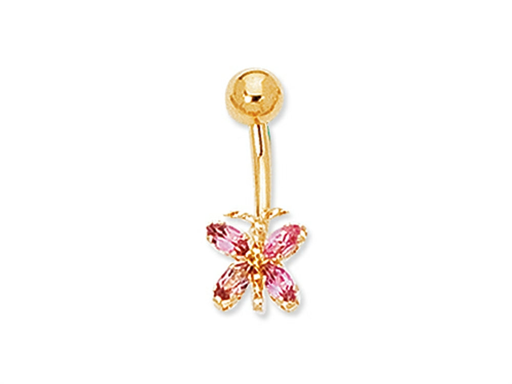 Finejewelers Pink Tourmaline Butterfly Belly Ring