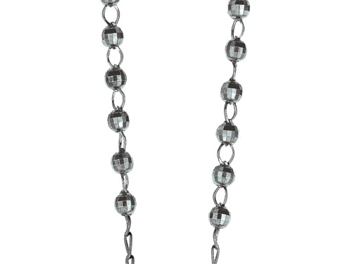 Finejewelers 26 inches Silver Black Rhodium Rosary Beaded Necklace