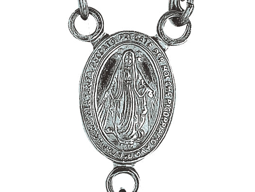 Finejewelers 26 inches Silver Black Rhodium Rosary Bead Necklace