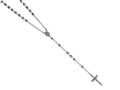 Finejewelers 26 inches Silver Black Rhodium Rosary Bead Necklace
