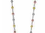 Finejewelers 925 Sterling Silver 26 inches Silver Tri-Color Rosary Beaded Necklace