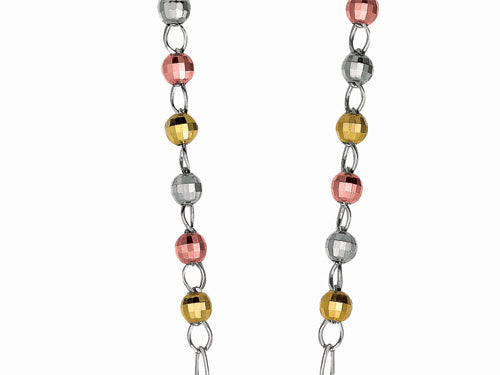 Finejewelers 26 inches Silver Tri-Color Rosary Beaded Necklace