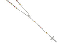 Finejewelers 26 inches Silver Tri-Color Rosary Beaded Necklace