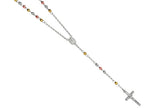 Finejewelers 26 inches Silver Tri-Color Rosary Beaded Necklace