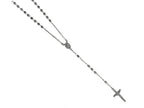 Finejewelers 26 inches Silver Black Rhodium Rosary Bead Necklace