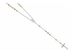 Finejewelers 26 inches Silver Tri-Color 5MM Rosary Bead Necklace