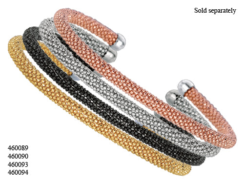 Finejewelers Sterling Silver 4mm Yellow Finish Adjustable Beaded Cuff Bangle