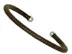 Finejewelers Sterling Silver 4mm Black Rhodium Adjustable Beaded Bangle Cuff