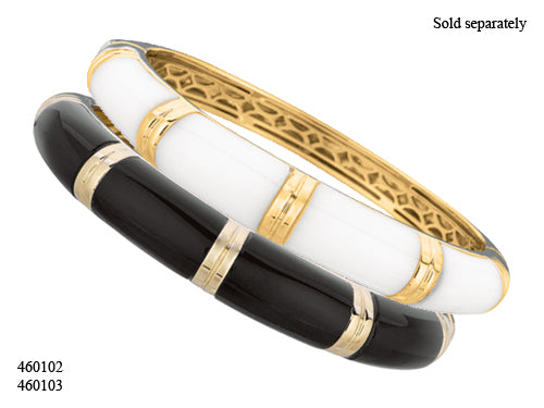 Finejewelers Sterling Silver 7.25 Inch Black Enamel Bangle