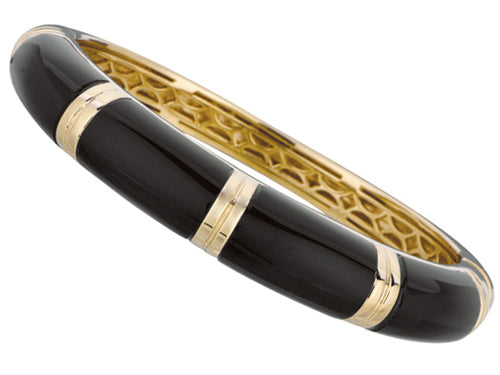 Finejewelers Sterling Silver 7.25 Inch Black Enamel Bangle