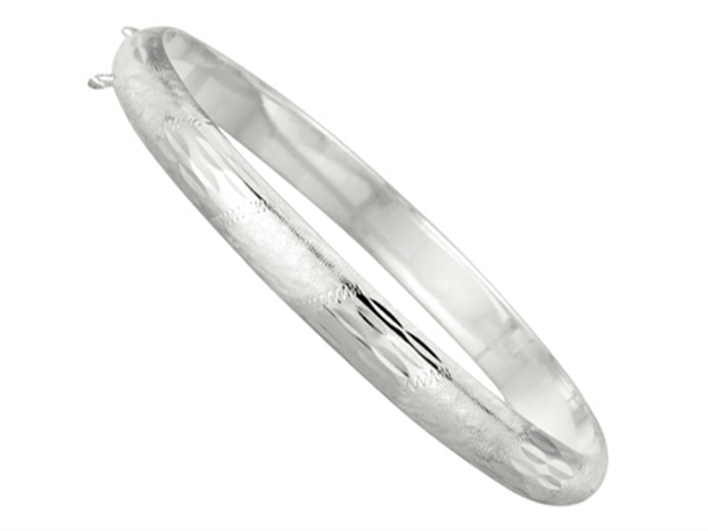 Finejewelers Sterling Silver 7.5 Inch Bangle with Safety Chain