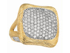 Finejewelers Sterling Silver Texturized Square Ring with Center CZ`s
