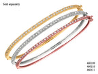 Finejewelers Sterling Silver 7.5 Inch Yellow Plated Micropave CZ Bangle with Miligrain Edge