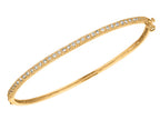 Finejewelers Sterling Silver 7.5 Inch Yellow Plated Micropave CZ Bangle with Miligrain Edge