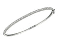 Finejewelers Sterling Silver 7.5 Inch Micropave CZ Bangle with Milgrain Edge
