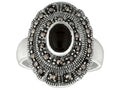Finejewelers Sterling Silver Marcasite Oval Ring with Onyx Center