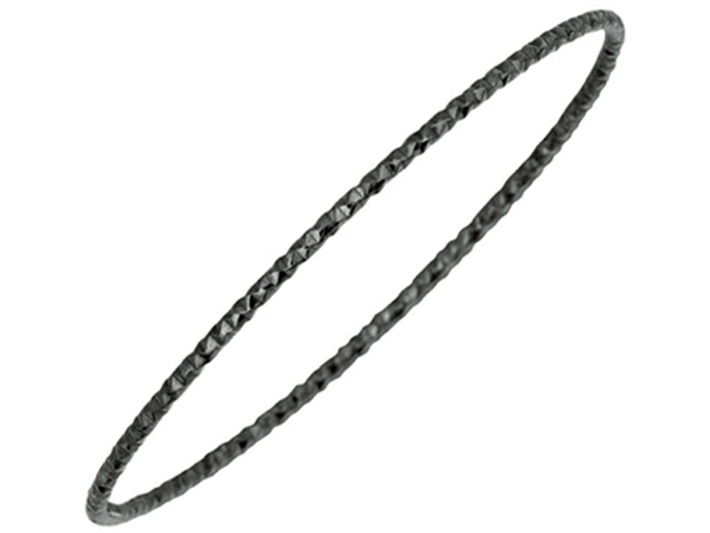 Finejewelers Sterling Silver 1.5mm Black Rhodium Plating Texturized Bright Cut Slip on Bangle