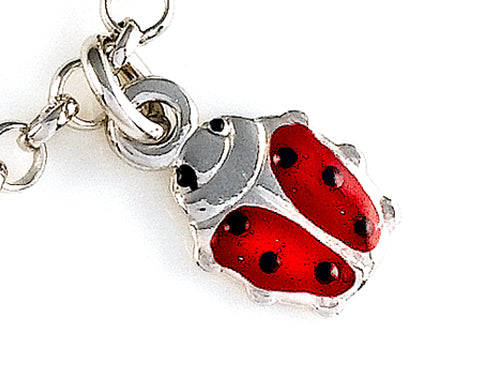 Finejewelers Sterling Silver 10 Inches 5 Lady Bugs Ankle Bracelet