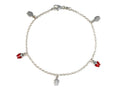 Finejewelers Sterling Silver 10 Inches 5 Lady Bugs Ankle Bracelet