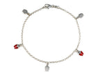 Finejewelers Sterling Silver 10 Inches 5 Lady Bugs Ankle Bracelet