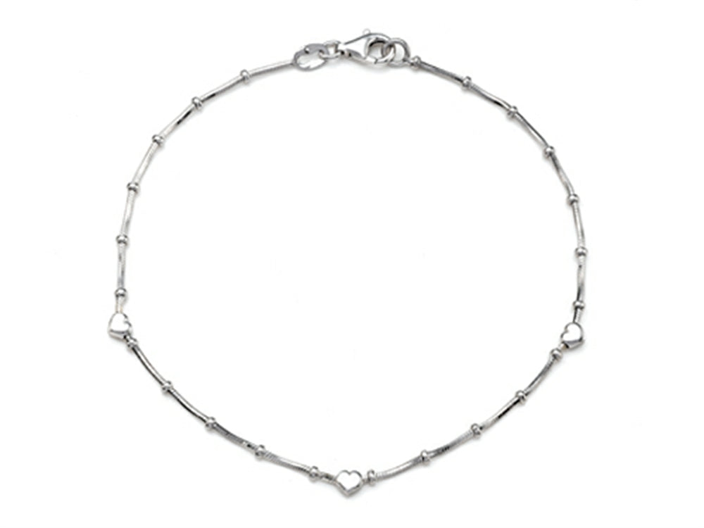 Finejewelers 10 Inches 3 Hearts Ankle Bracelet
