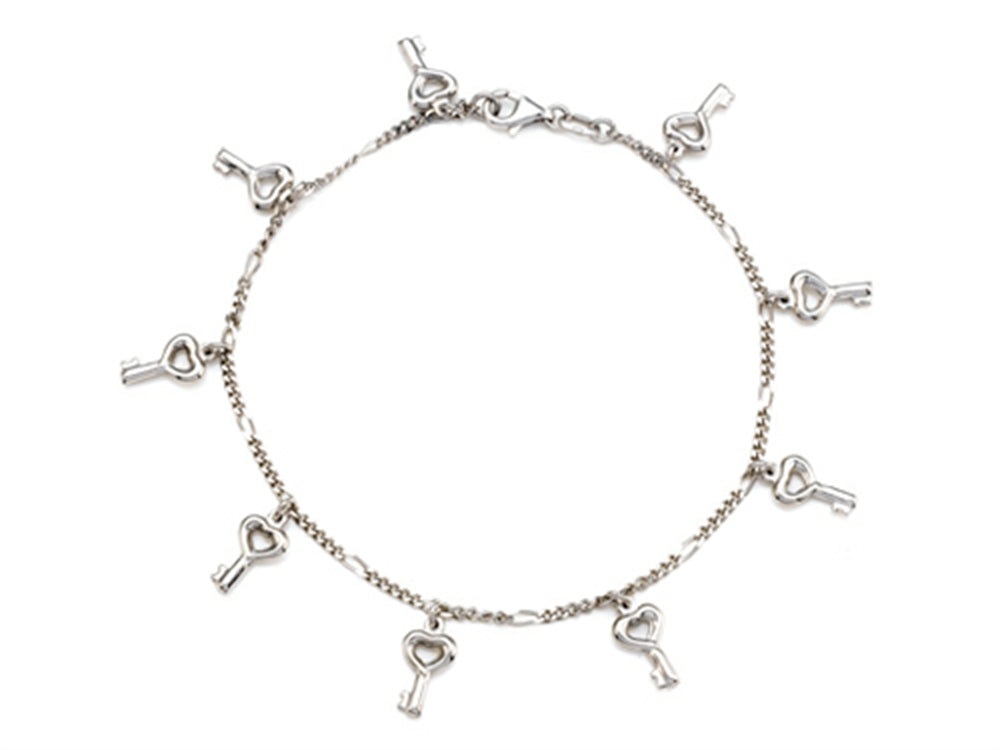 Finejewelers Sterling Silver 10 Inches 8 Keys Ankle Bracelet