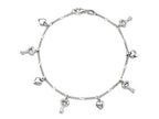 Finejewelers 10 Inches 4 Keys and 4 Hearts Ankle Bracelet