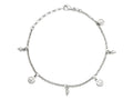 Finejewelers Sterling Silver 10 Inches 3 Peace Signs Adjustable Ankle Bracelet